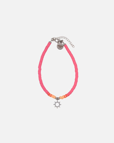 pulsera tobillera rosa y naranja