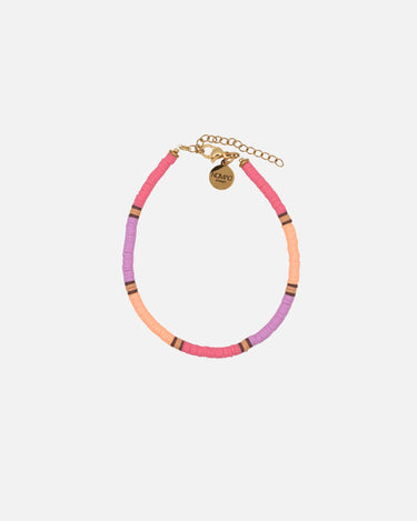 pulsera tobillera lila y naranja