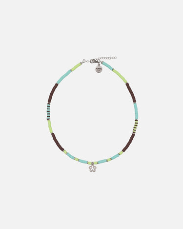 Collar de Cuentas Heishi azul, verde y marrón