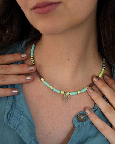 Collar Azul, Verde y Marrón de Cuentas Heishi