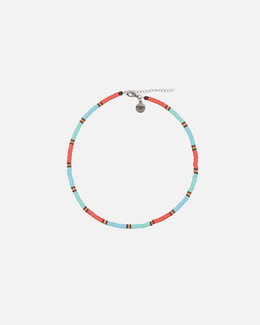 Collar de Cuentas Heishi azul, verde y salmón