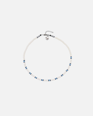 collar blanco y azul