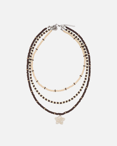 Collar Triple Marrón de Cuentas Heishi