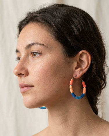 Pendientes Aro Azul y Coral