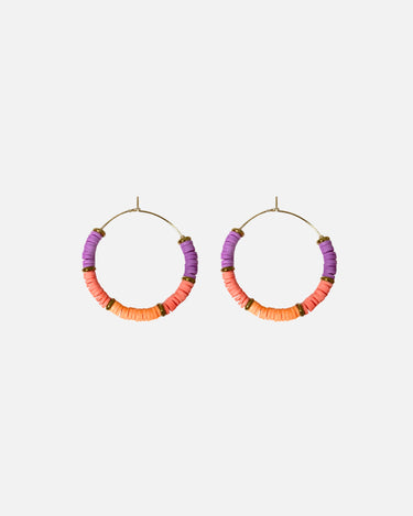 pendientes aro lila y coral