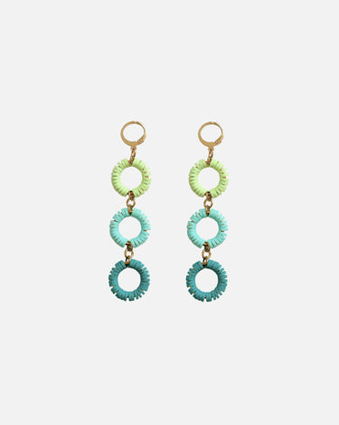 pendientes de cuentas verde agua y lima