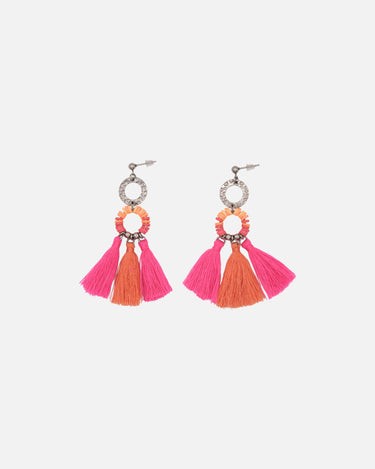 Pendientes de cuentas heishi en rosa y naranja