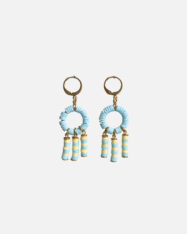 pendientes celeste y amarillo