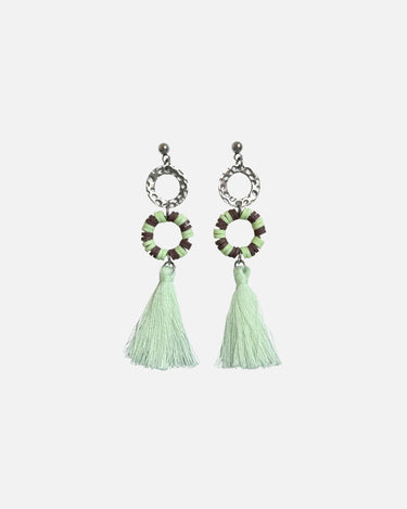pendientes aro con borla color menta
