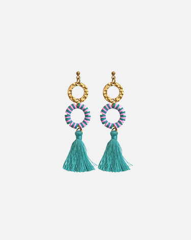 pendientes con borlas en color azul