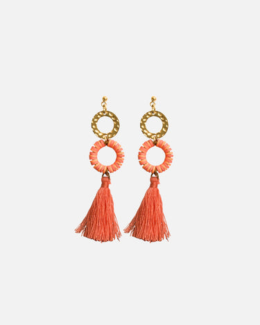 pendientes con borlas en color coral