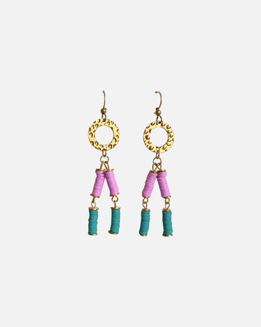pendientes lila y verde