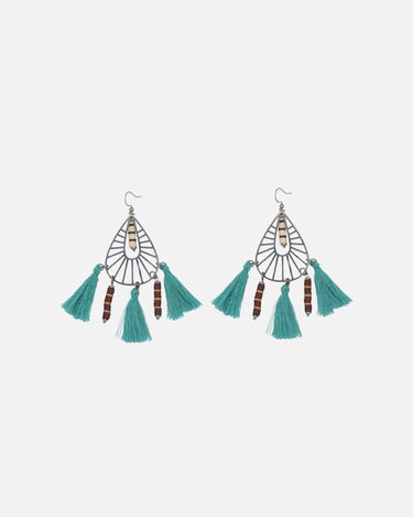 Pendientes de Acero Inoxidable con borlas azules