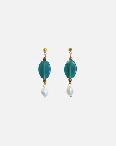 pendientes perla azules