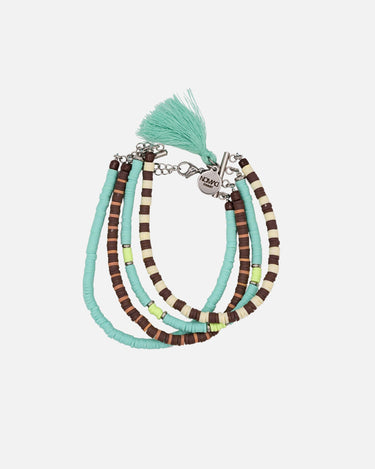Pulsera de Cuentas Heishi Turquesa, Verde y Marrón