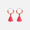 pendientes con borla rosa