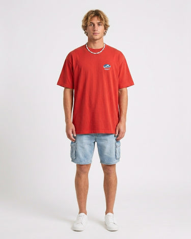 camiseta roja manga corta surfera 