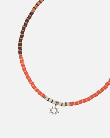 Collar Marrón y Salmón de Cuentas Heishi