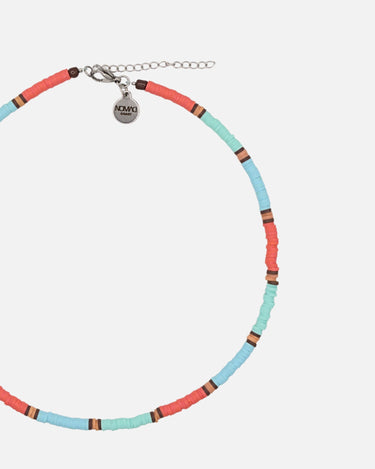 Collar de Cuentas Heishi azul, verde y salmón