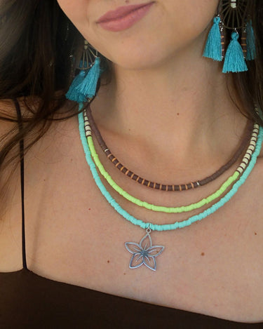 Collar Azul, Verde y Marrón de Cuentas Heishi