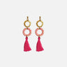 pendientes con borlas en color rosa