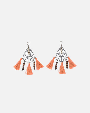 Pendientes de Acero Inoxidable con borlas naranja