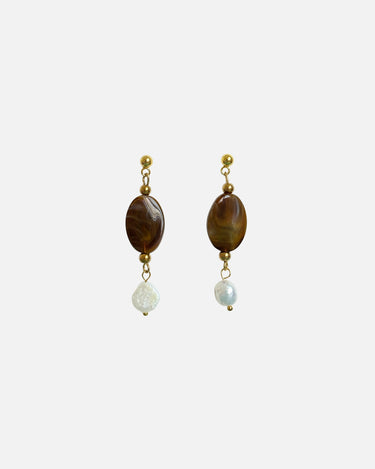 pendientes perla marrones