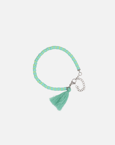 Pulsera de Cuentas Azul y Verde con borla