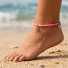 pulsera tobillera rosa y anaranjada