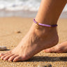 pulsera tobillera bañada en oro de color violeta